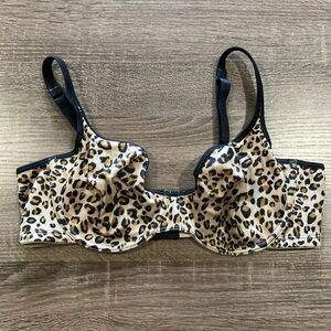 Cacique Satin Unlined Balconette Bra - 40C - Leopard Print